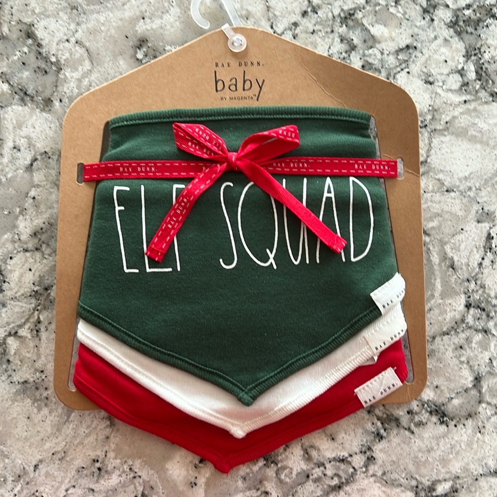 Rae Dunn Baby Christmas Bibs.